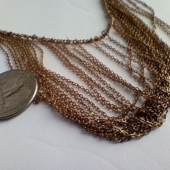 Adorable Vintage Signed Sarah Coventry Gold Tone Chain Metal Choker - Picture 2 of 5